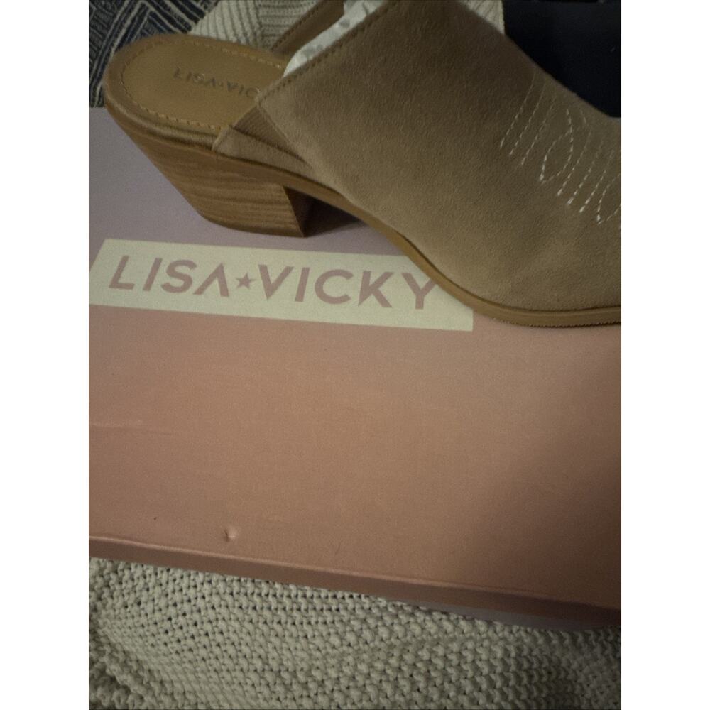 Lisa Vicky Skip V Mule Tan/Camel Suede Size 9 M Western Cowboy Boot Look NIB NEW - Picture 8 of 8